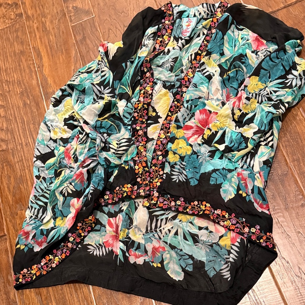 Johnny Was Multicolor Floral Embroidered Tunic